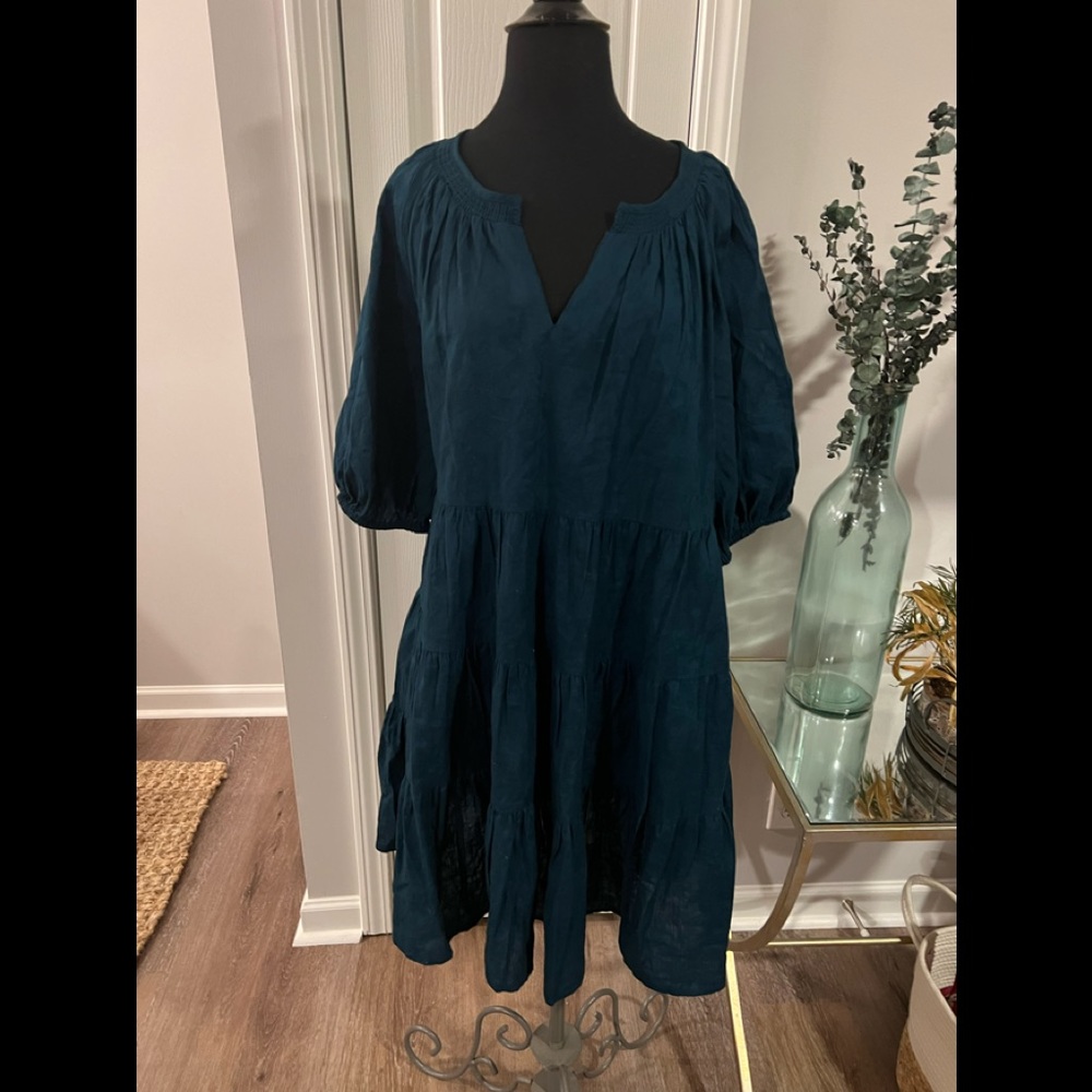 NWT Universal Thread teal tiered dress with 3/4 sleeve size L